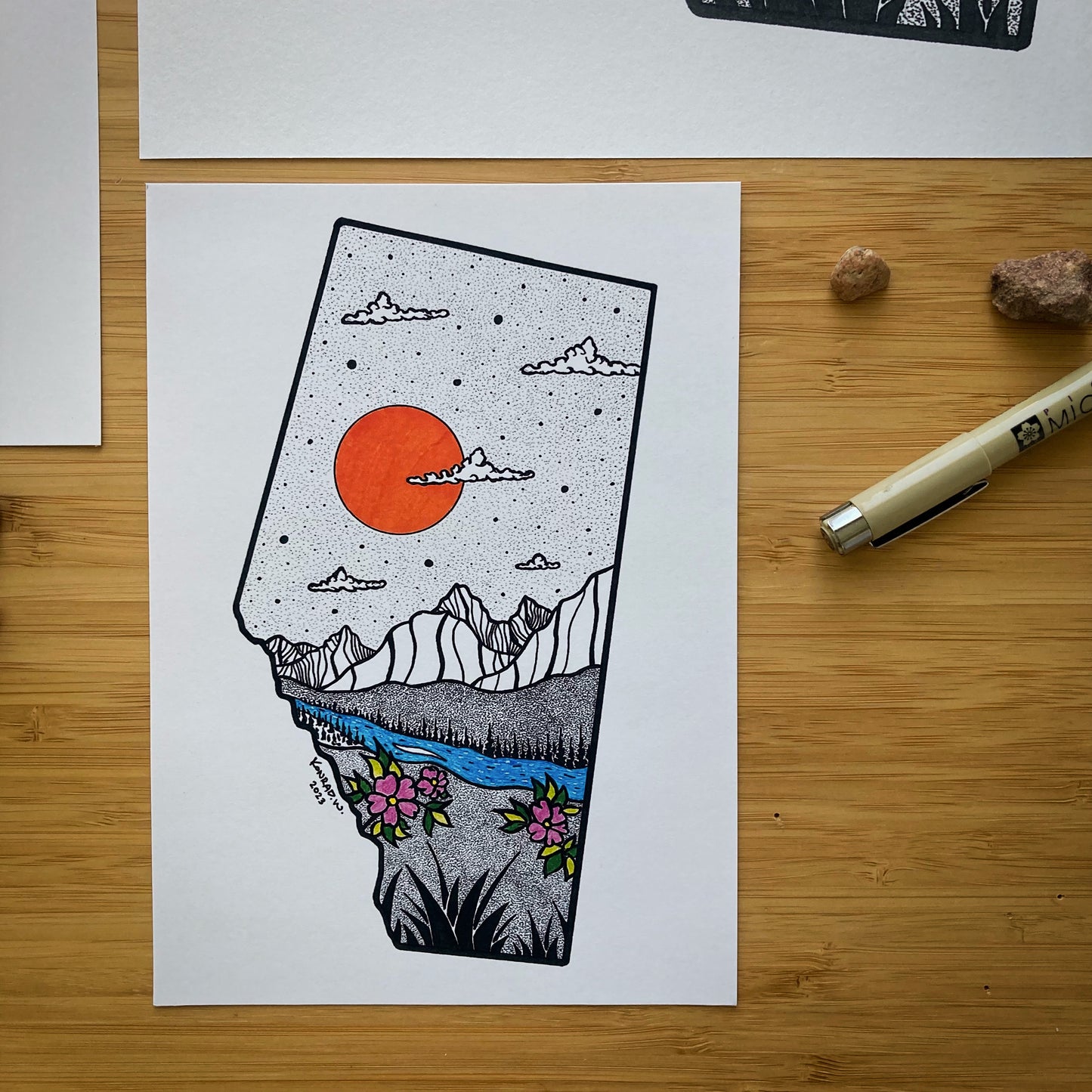The Province of Alberta - Pen and Ink PRINT