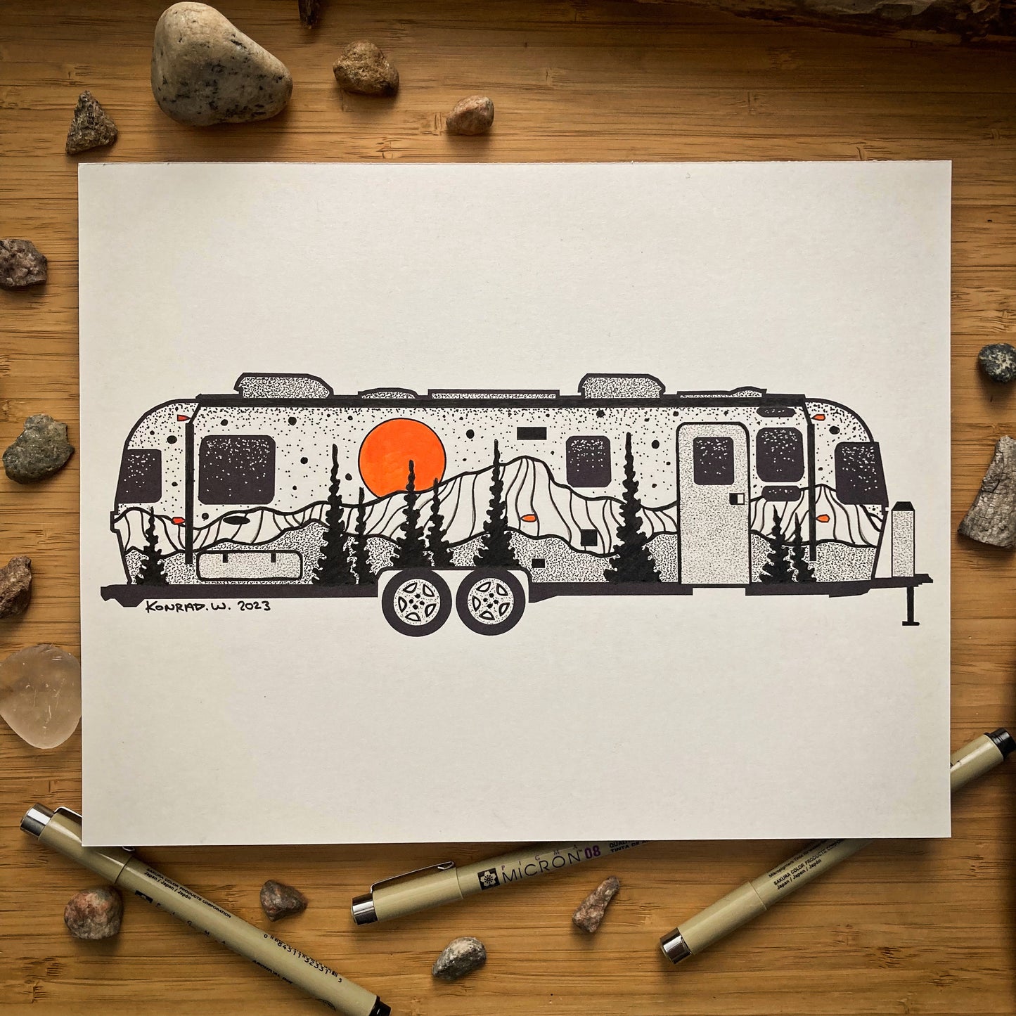 Airstream Trailer - ORIGINAL 8.5x11 Pen and Ink Illustration