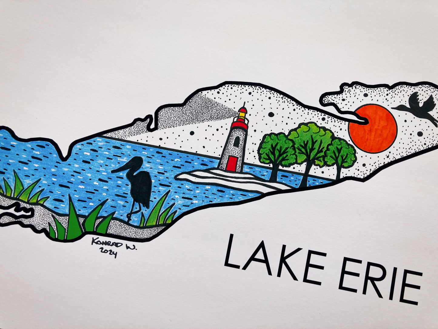 Lake Erie - Pen and Ink PRINT