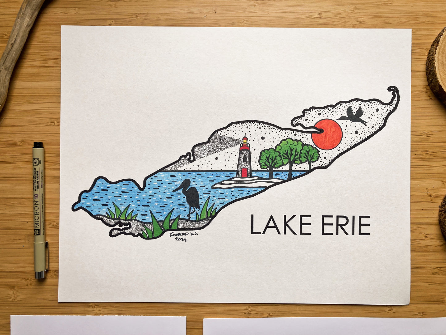Lake Erie - Pen and Ink PRINT