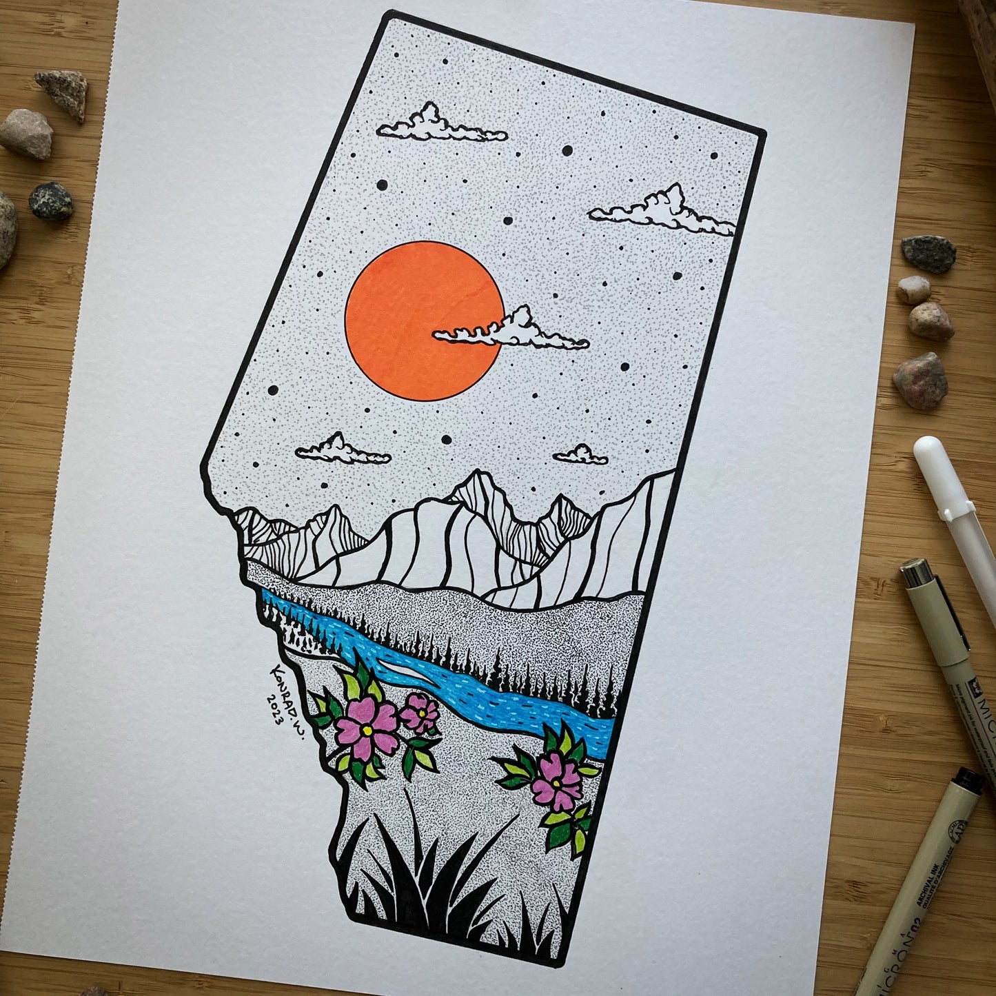 Alberta - 11x14 ORIGINAL Pen and Ink Illustration