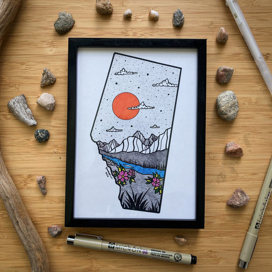 The Province of Alberta - Pen and Ink PRINT