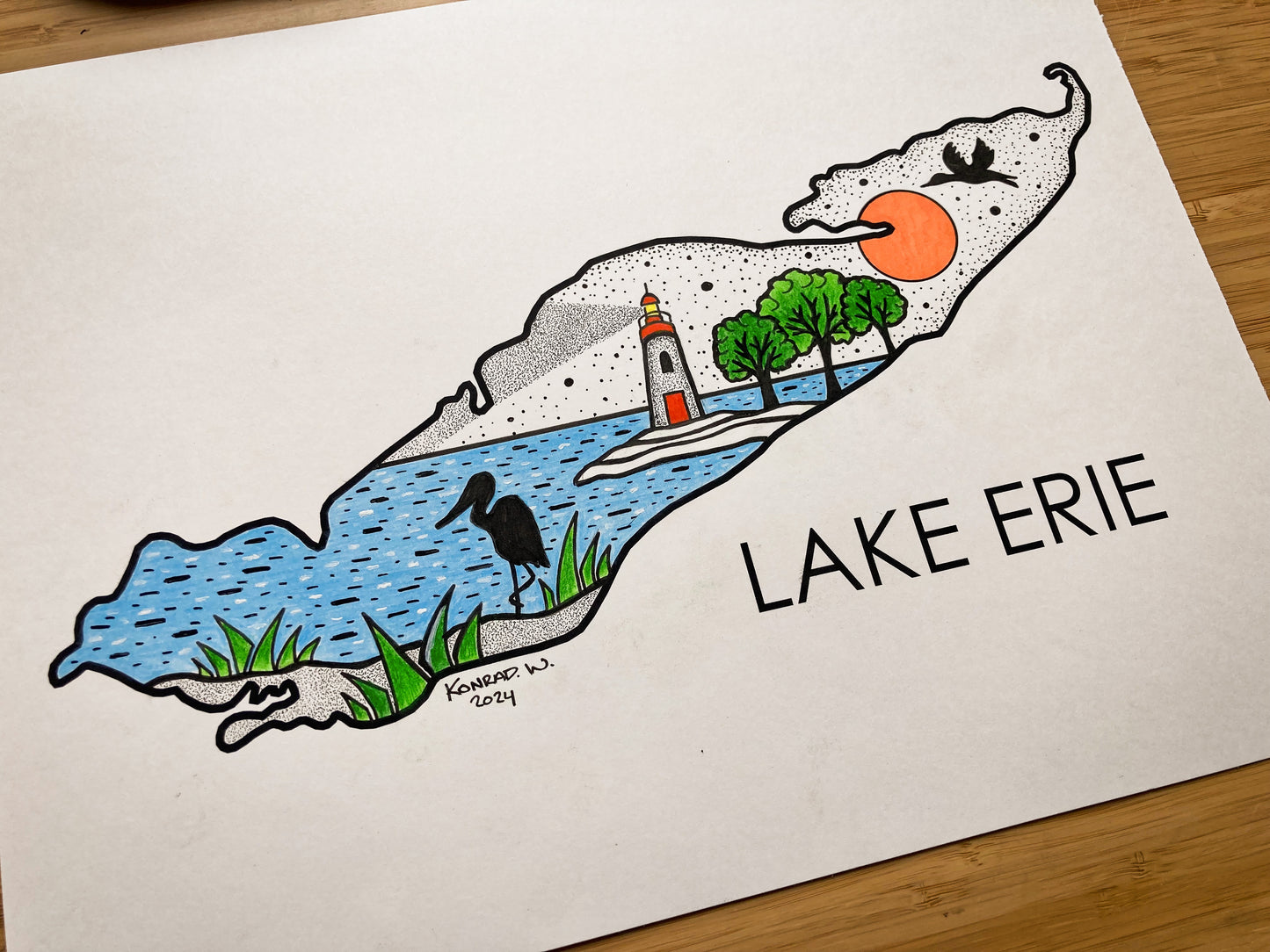 Lake Erie - 11x14 ORIGINAL Pen and Ink Illustration