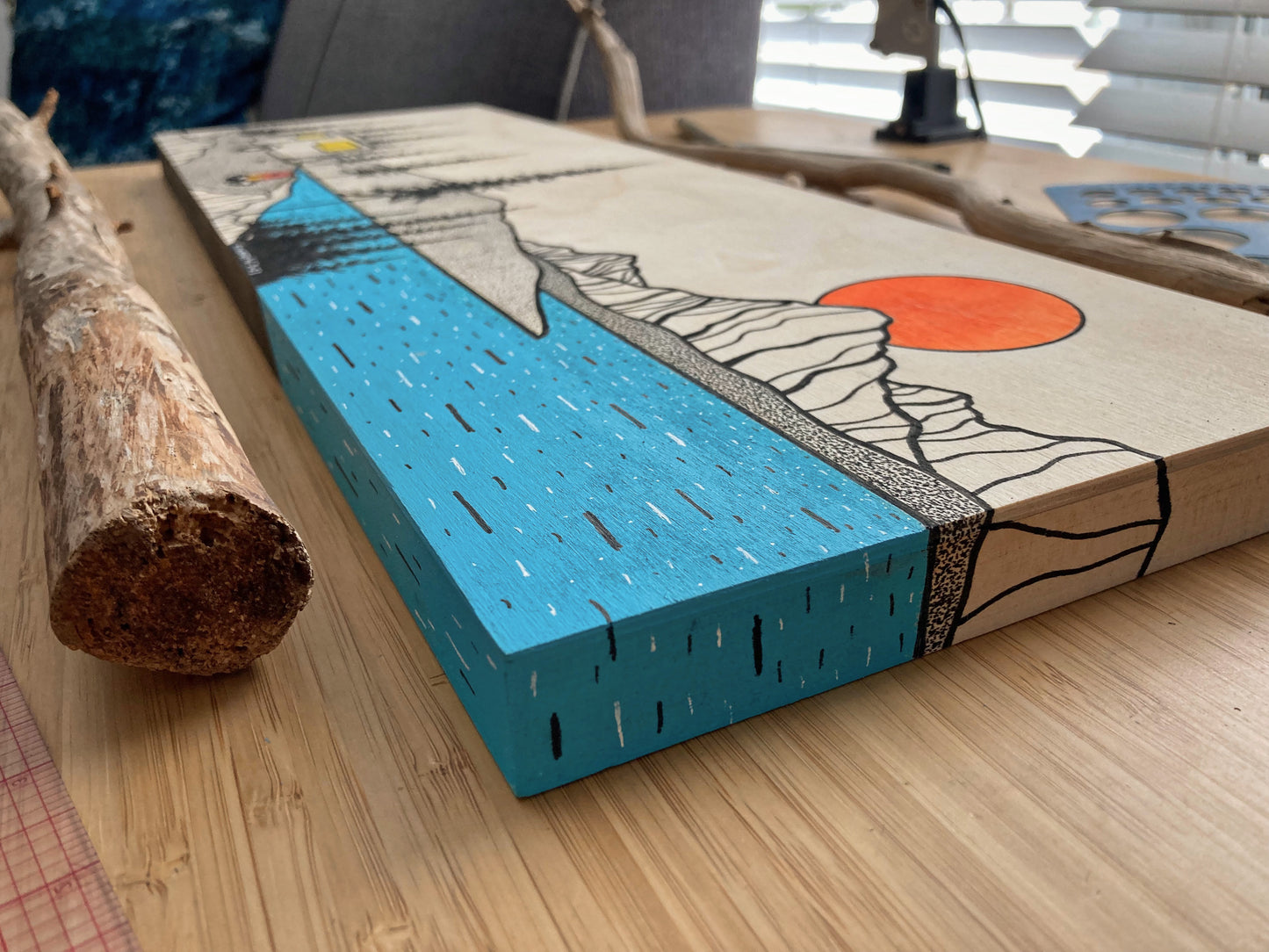The Perfect Campsite Doesn’t Exisit- ORIGINAL 8x24 Wood Panel Illustration