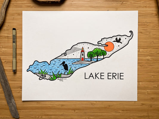 Lake Erie - 11x14 ORIGINAL Pen and Ink Illustration