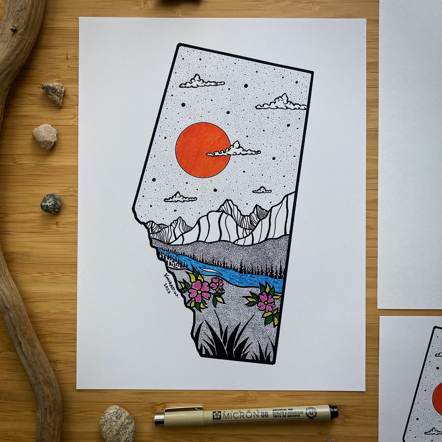 The Province of Alberta - Pen and Ink PRINT