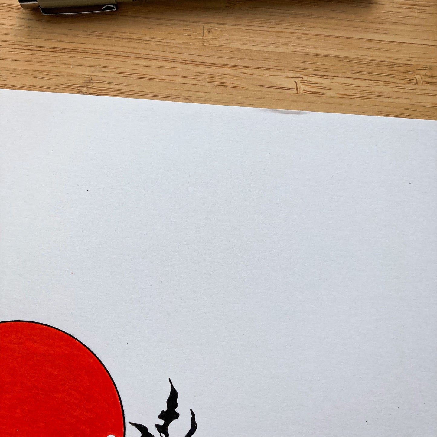 Red Sun Island - 11x14 ORIGINAL Pen and Ink Illustration