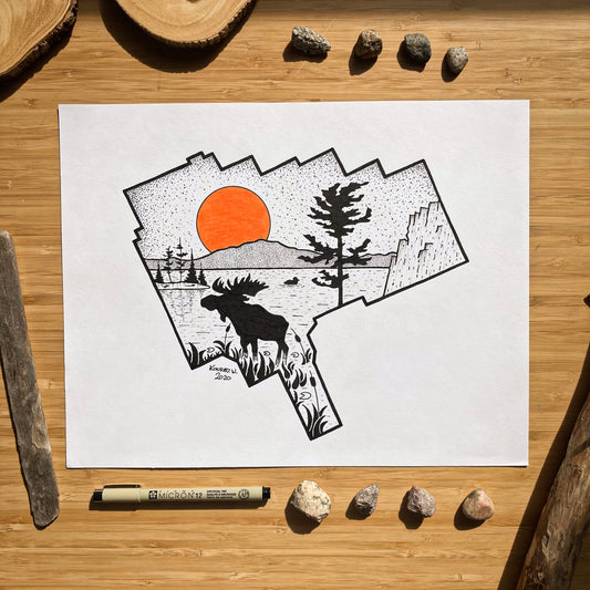 Algonquin Provincial Park - ORIGINAL 11x14 Pen and Ink Illustration