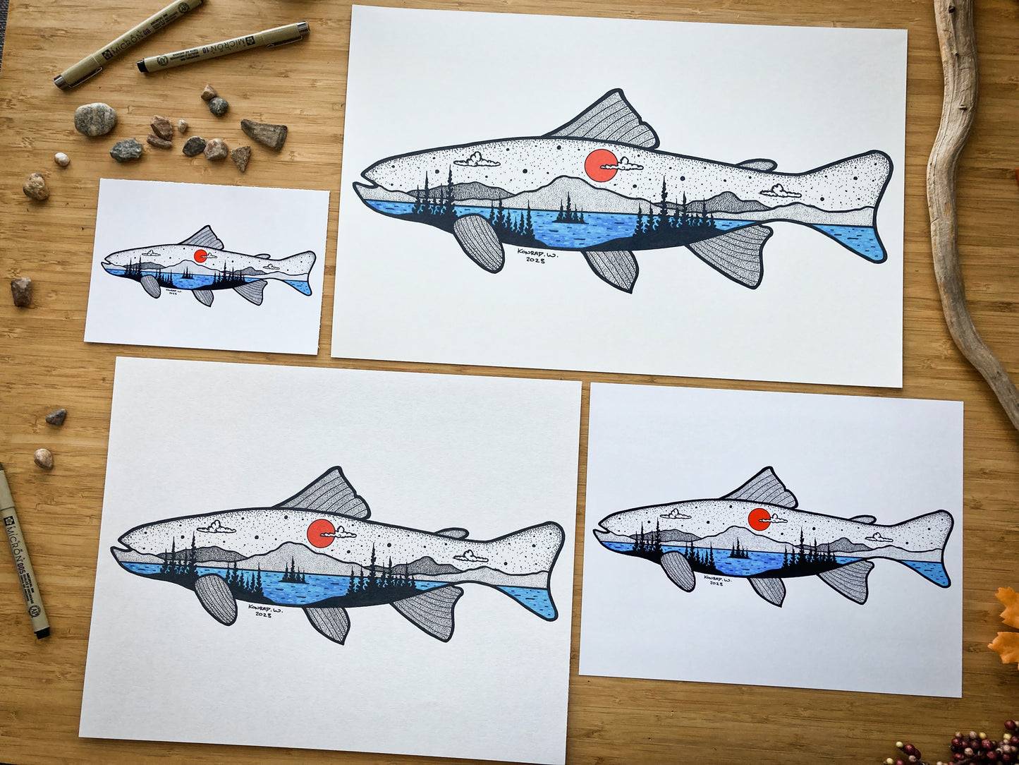 Lake Trout - Pen and Ink PRINT