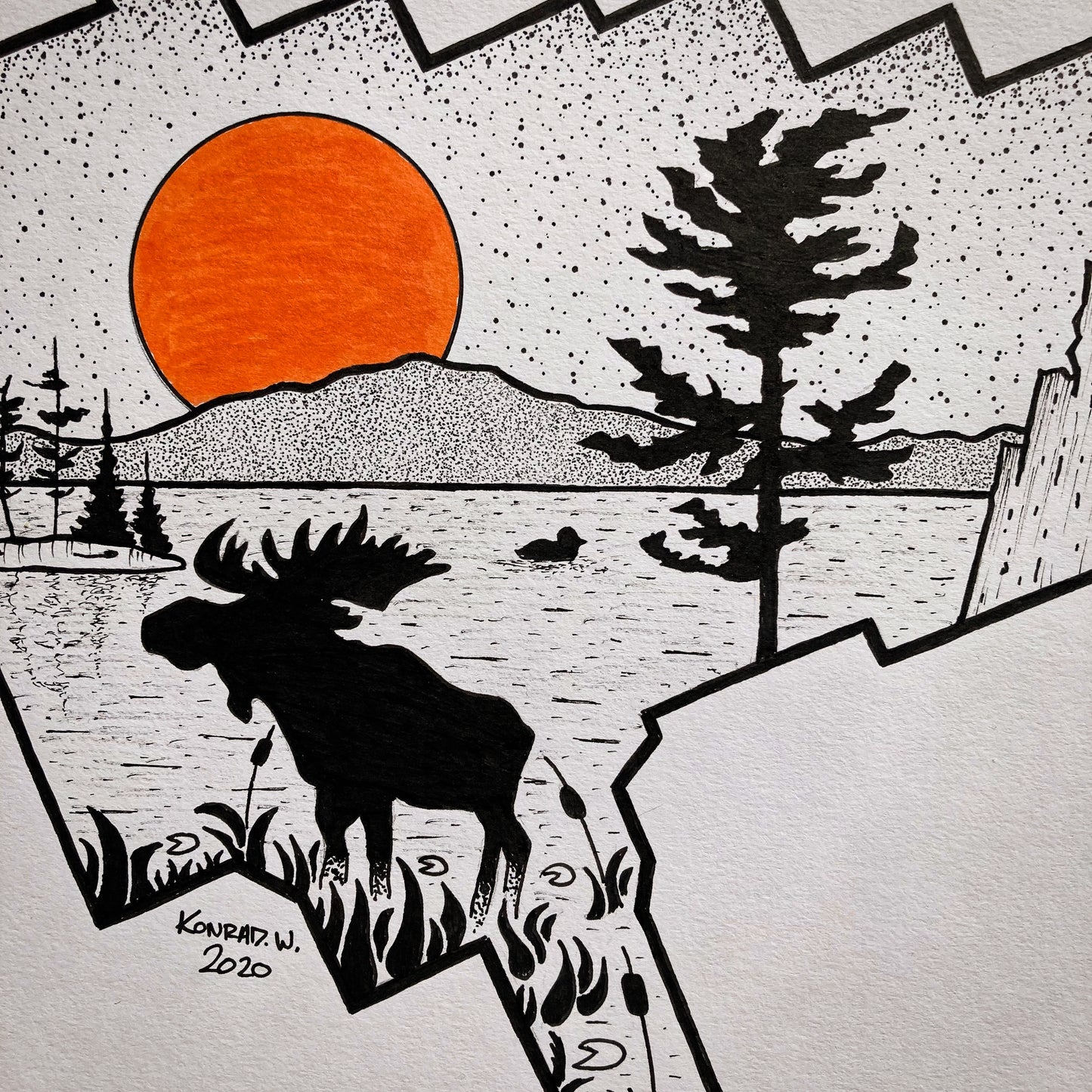 Algonquin Provincial Park - ORIGINAL 11x14 Pen and Ink Illustration