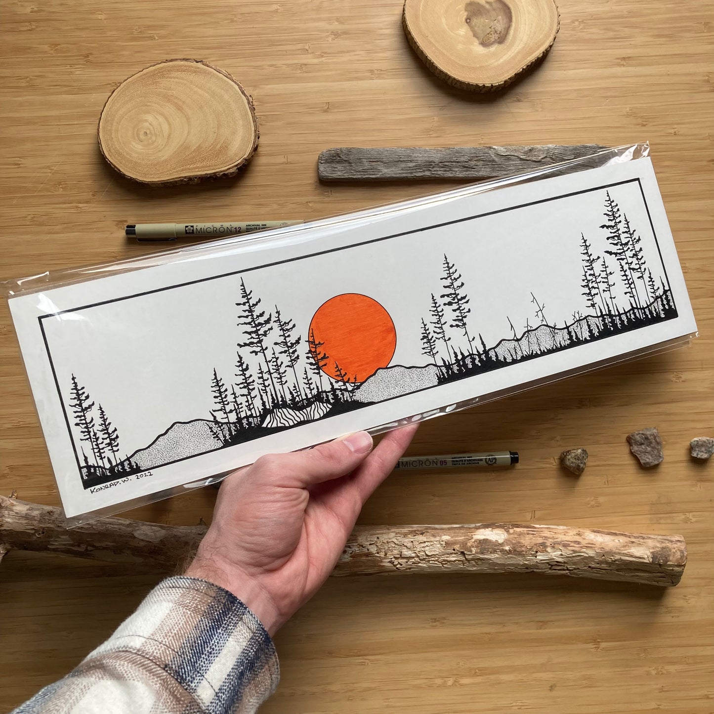 Boreal Panorama - ORIGINAL 17x5 Pen and Ink Illustration
