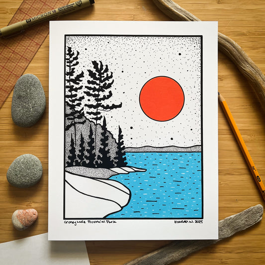 Grundy Lake Provincial Park - Pen and Ink PRINT