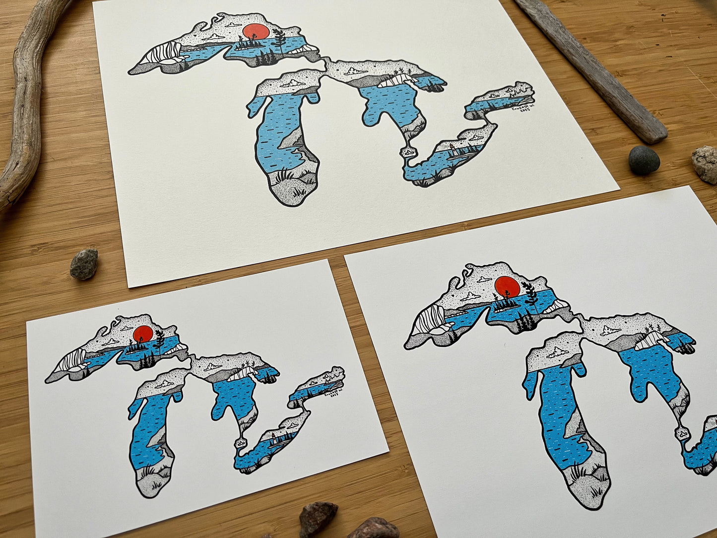 The Great Lakes - Pen and Ink PRINT (2025 edition)