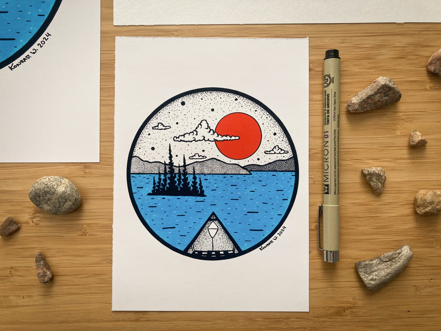 Canoeing - Pen and Ink PRINT (2024 Design)