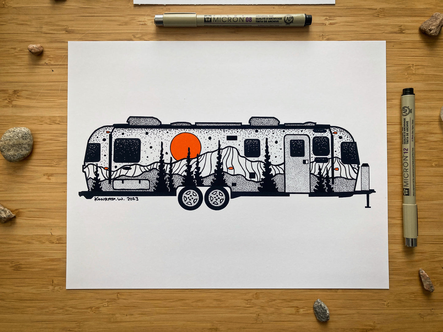 Airstream Trailer - Pen and Ink PRINT (2023)