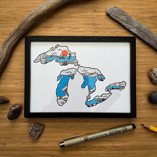 The Great Lakes - Pen and Ink PRINT (2025 edition)