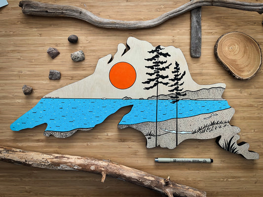 Agawa Bay - ORIGINAL 10x23 Lake Superior Wooden Cut Out