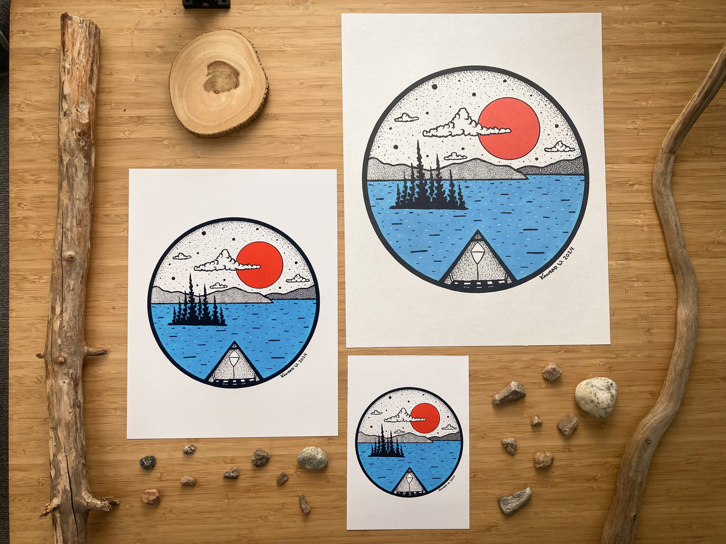 Canoeing - Pen and Ink PRINT (2024 Design)