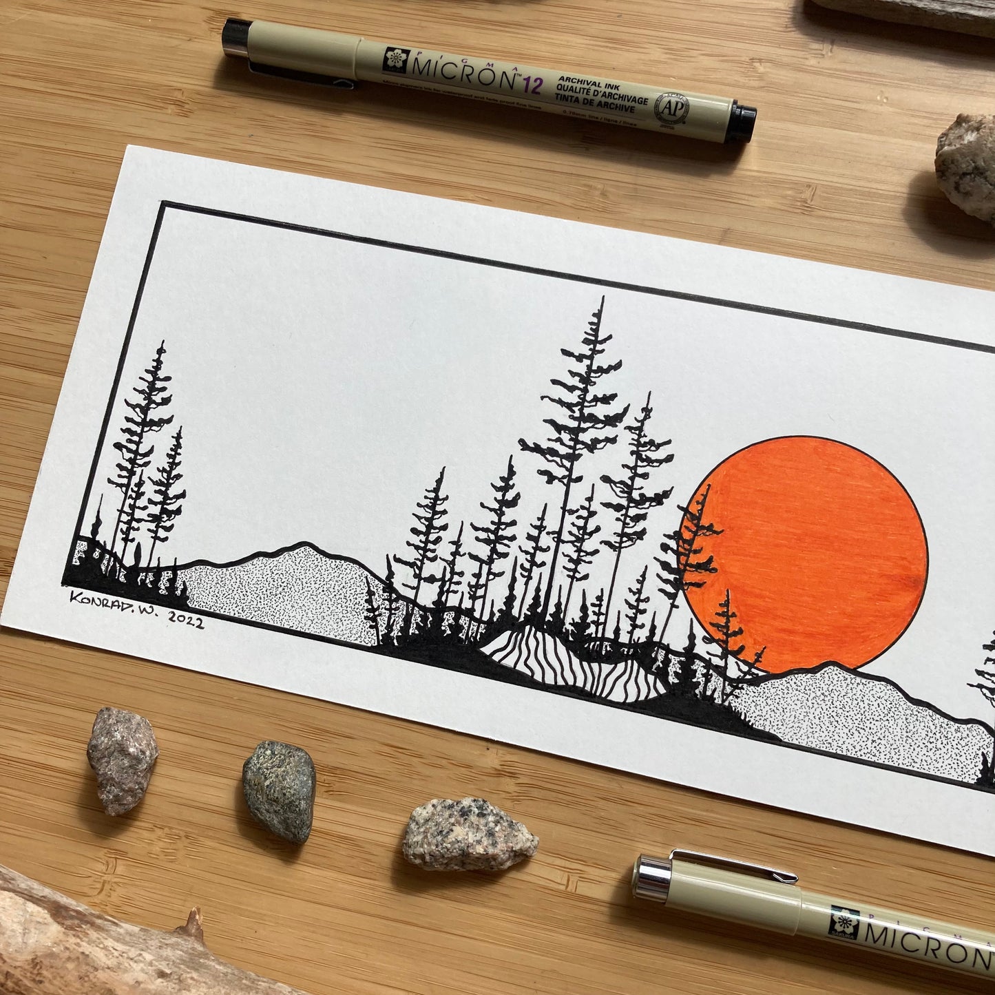 Boreal Panorama - ORIGINAL 17x5 Pen and Ink Illustration
