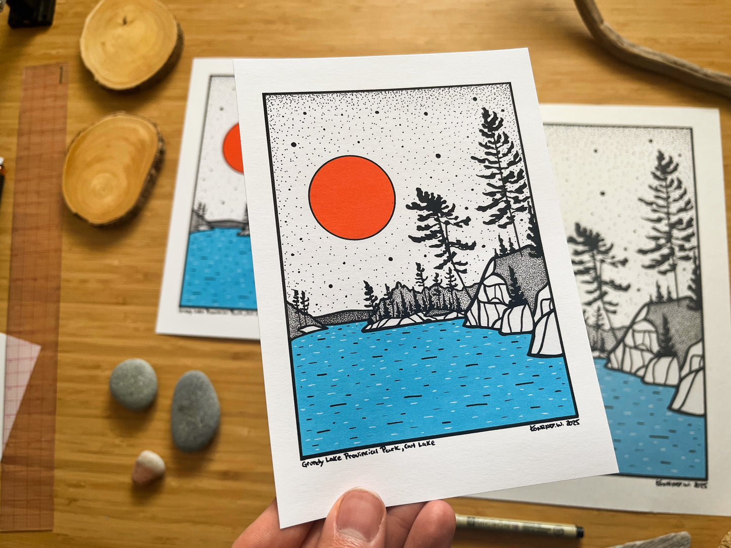 Grundy Lake Provincial Park, Gut Lake - Pen and Ink PRINT