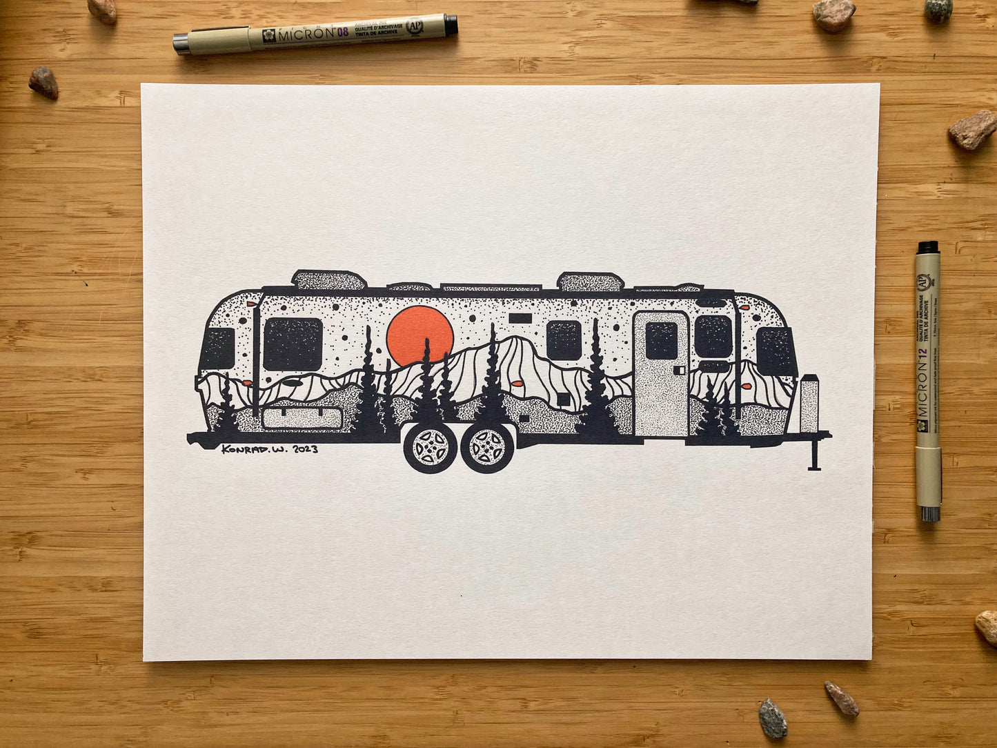 Airstream Trailer - Pen and Ink PRINT (2023)