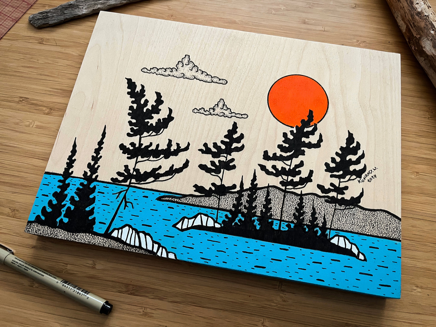 Bay of Dreams - ORIGINAL 9x12 Wood Panel Illustration
