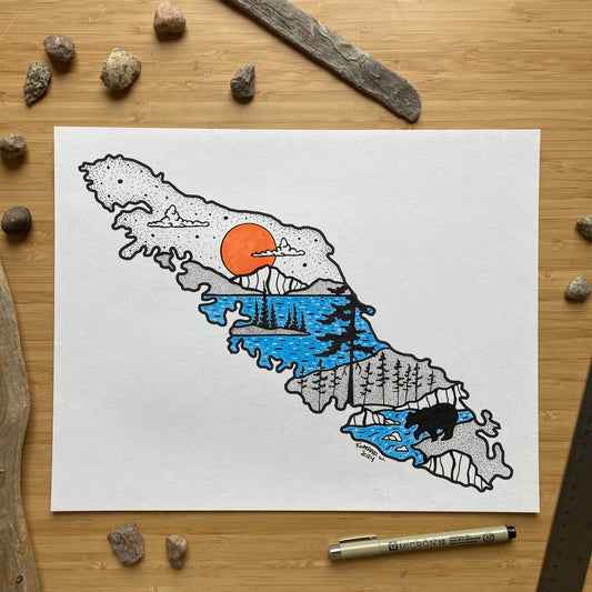 Vancouver Island - 11x14 ORIGINAL Pen and Ink Illustration
