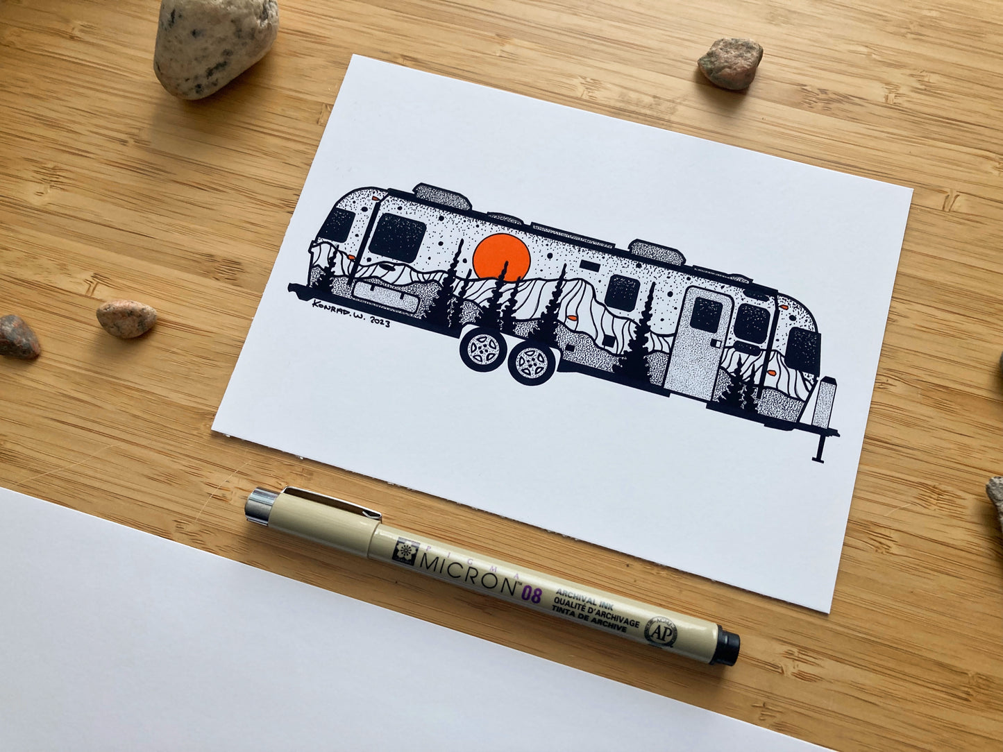 Airstream Trailer - Pen and Ink PRINT (2023)