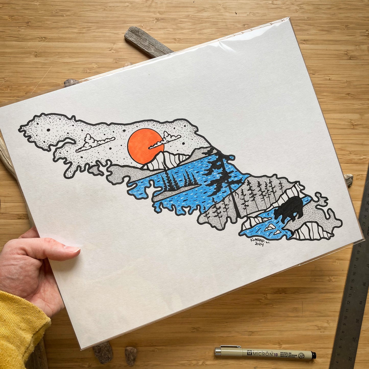 Vancouver Island - 11x14 ORIGINAL Pen and Ink Illustration