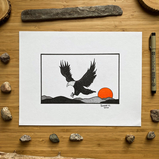 The Majestic Eagle - ORIGINAL 8.5x11 Pen and Ink Illustration