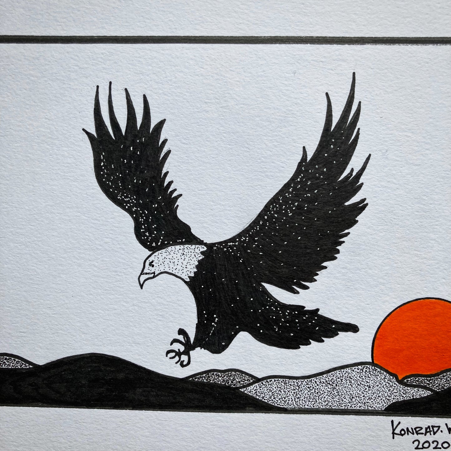 The Majestic Eagle - ORIGINAL 8.5x11 Pen and Ink Illustration