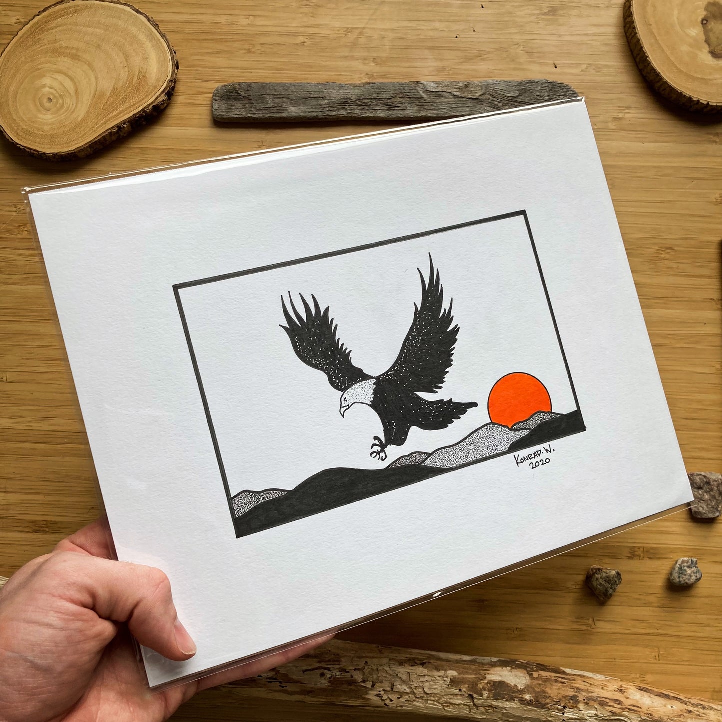 The Majestic Eagle - ORIGINAL 8.5x11 Pen and Ink Illustration