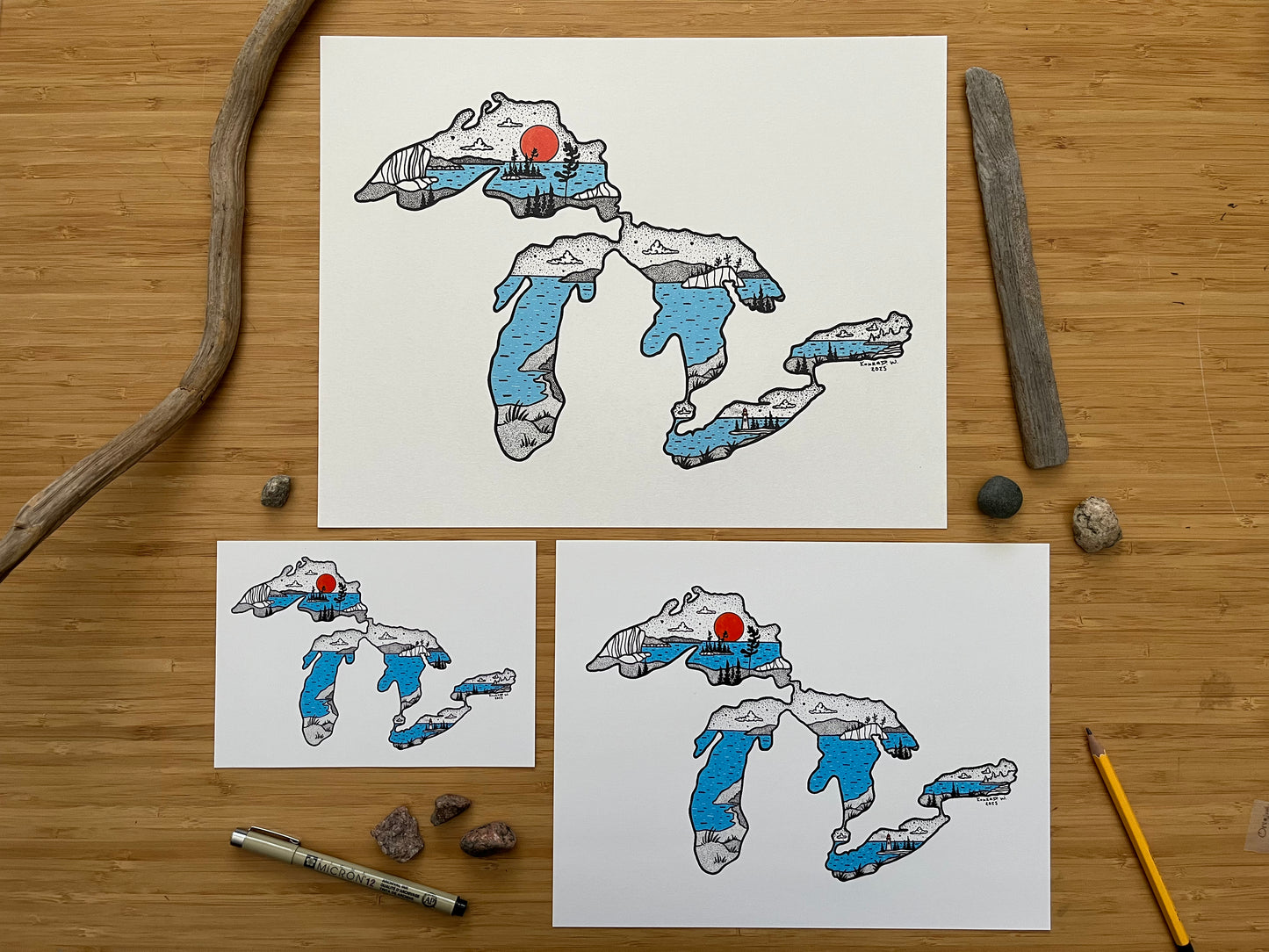 The Great Lakes - Pen and Ink PRINT (2025 edition)