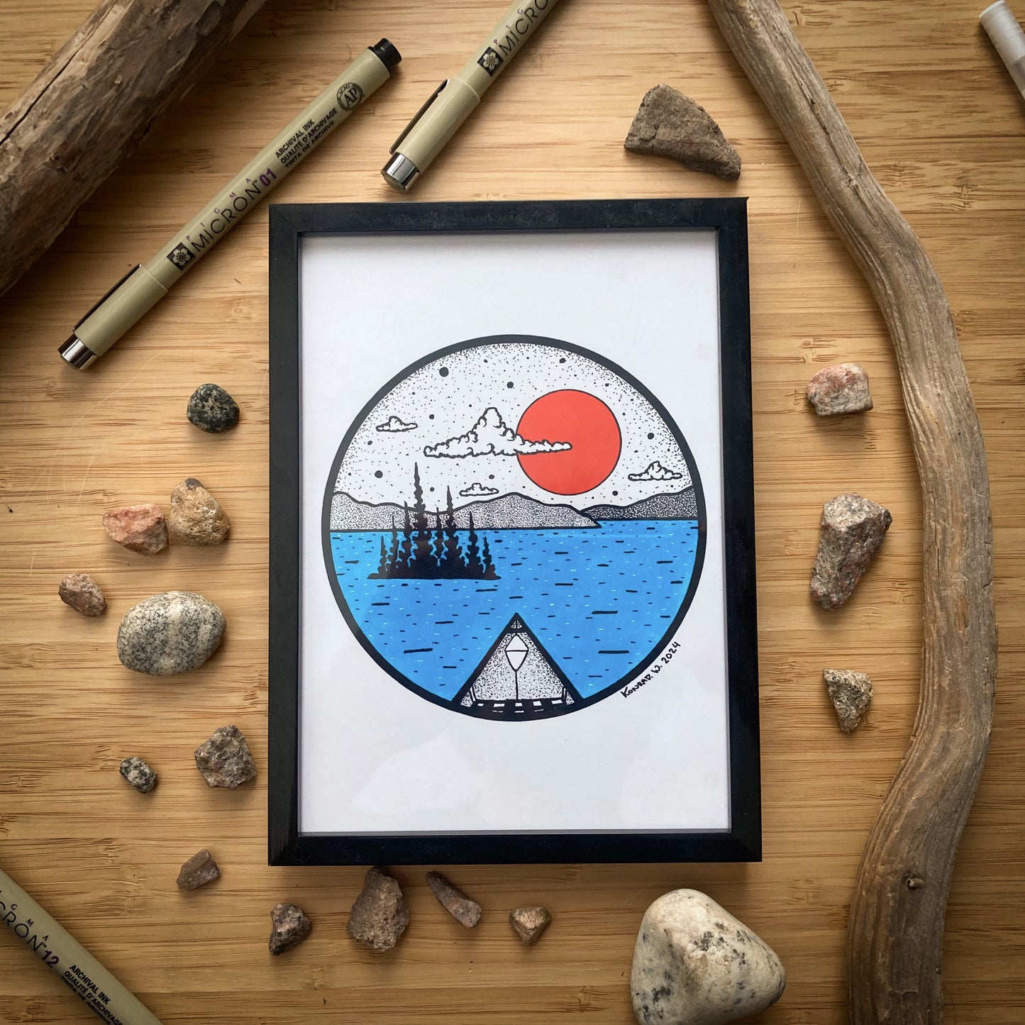 Canoeing - Pen and Ink PRINT (2024 Design)