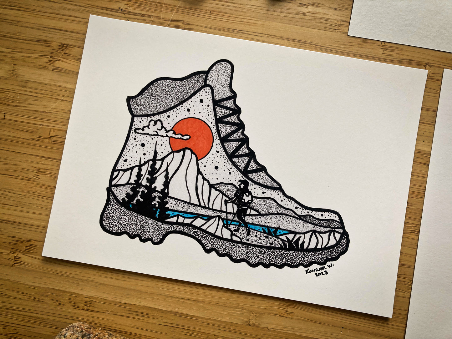 Hiking Boot (2023 Design) - Pen and Ink PRINT