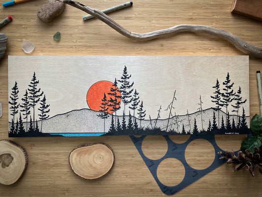 A Northern Panorama - ORIGINAL 8x24 Wood Panel Illustration