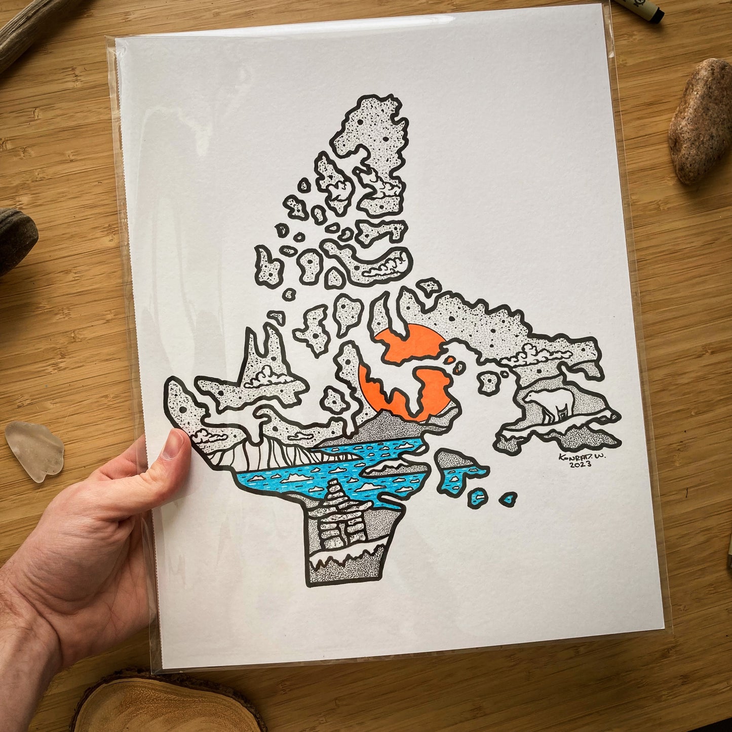Nunavut Territory - 11x14 ORIGINAL Pen and Ink Illustration