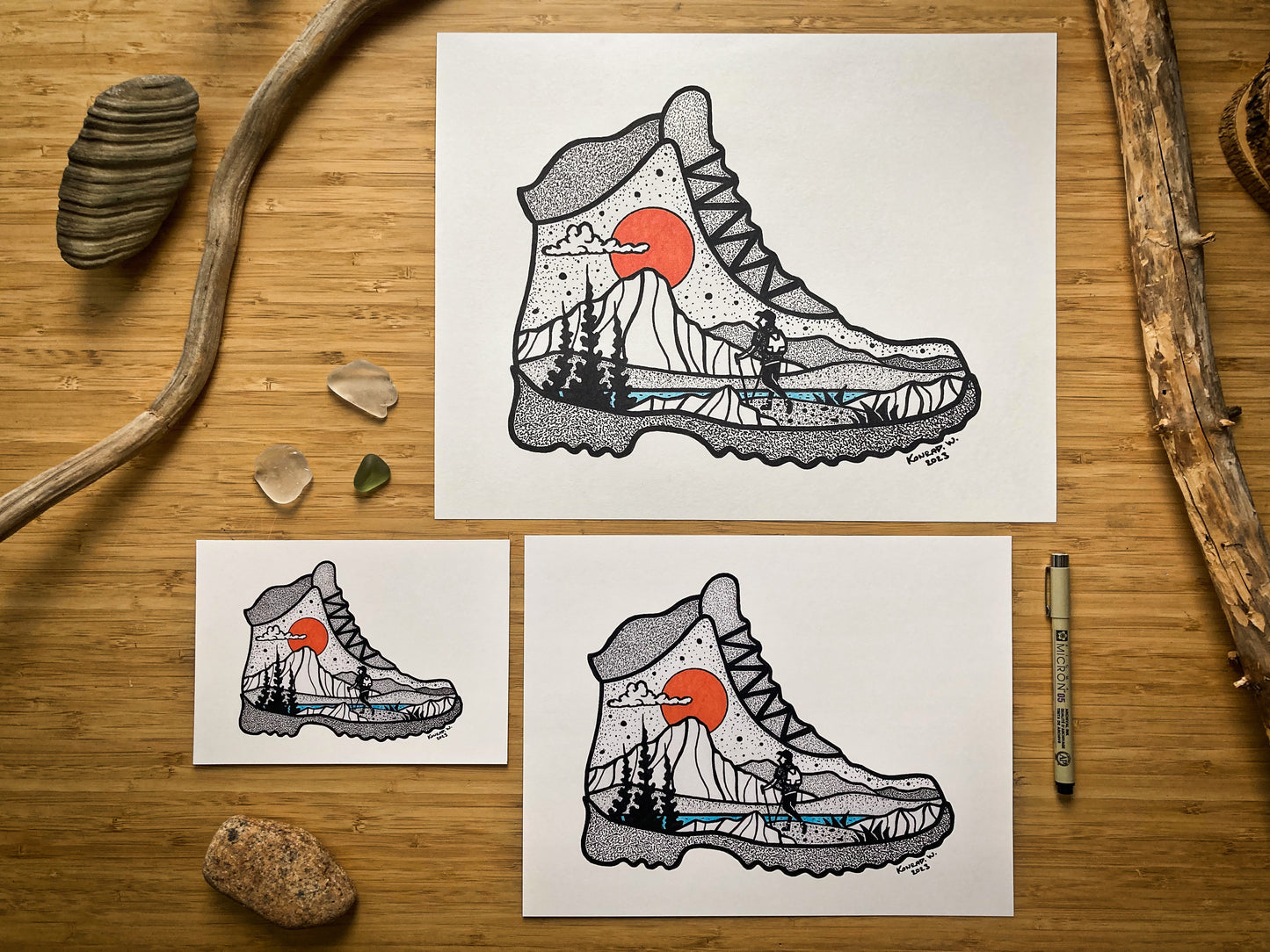 Hiking Boot (2023 Design) - Pen and Ink PRINT