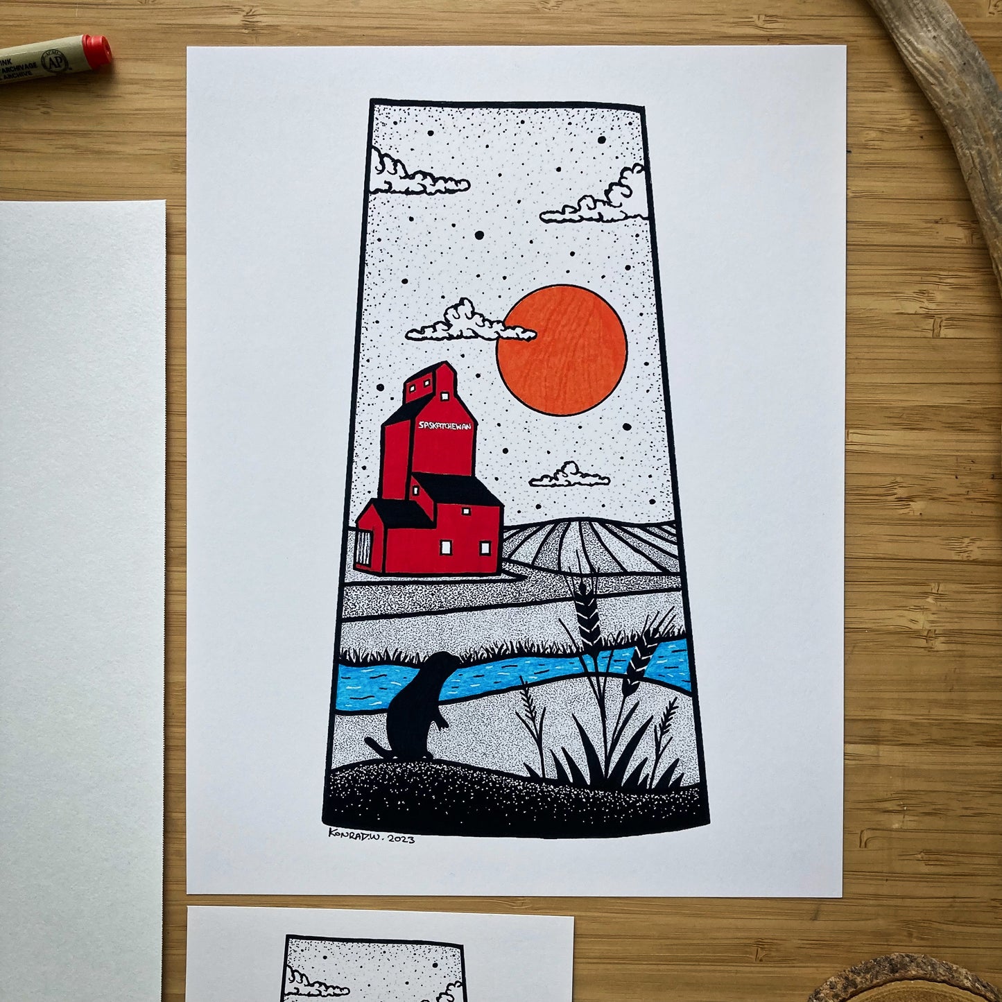 The Province of Saskatchewan - Pen and Ink PRINT