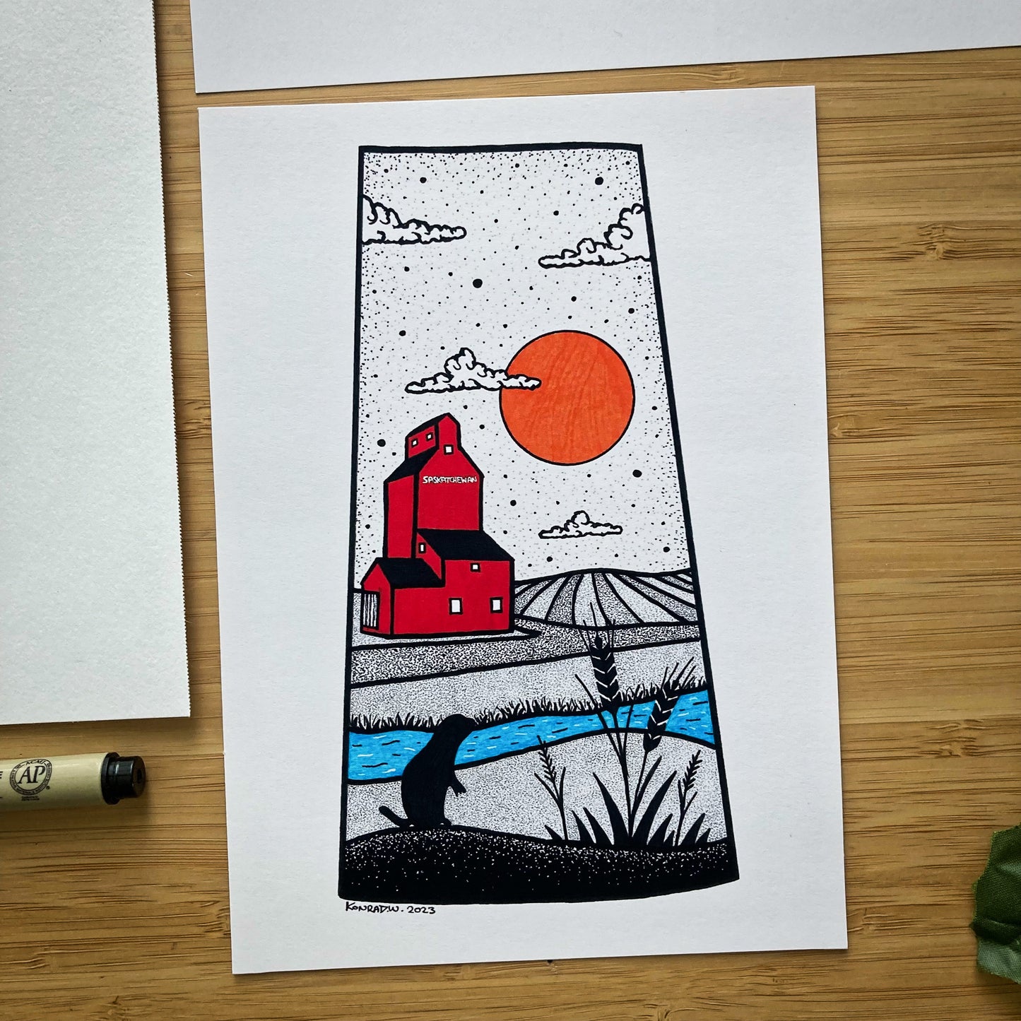 The Province of Saskatchewan - Pen and Ink PRINT