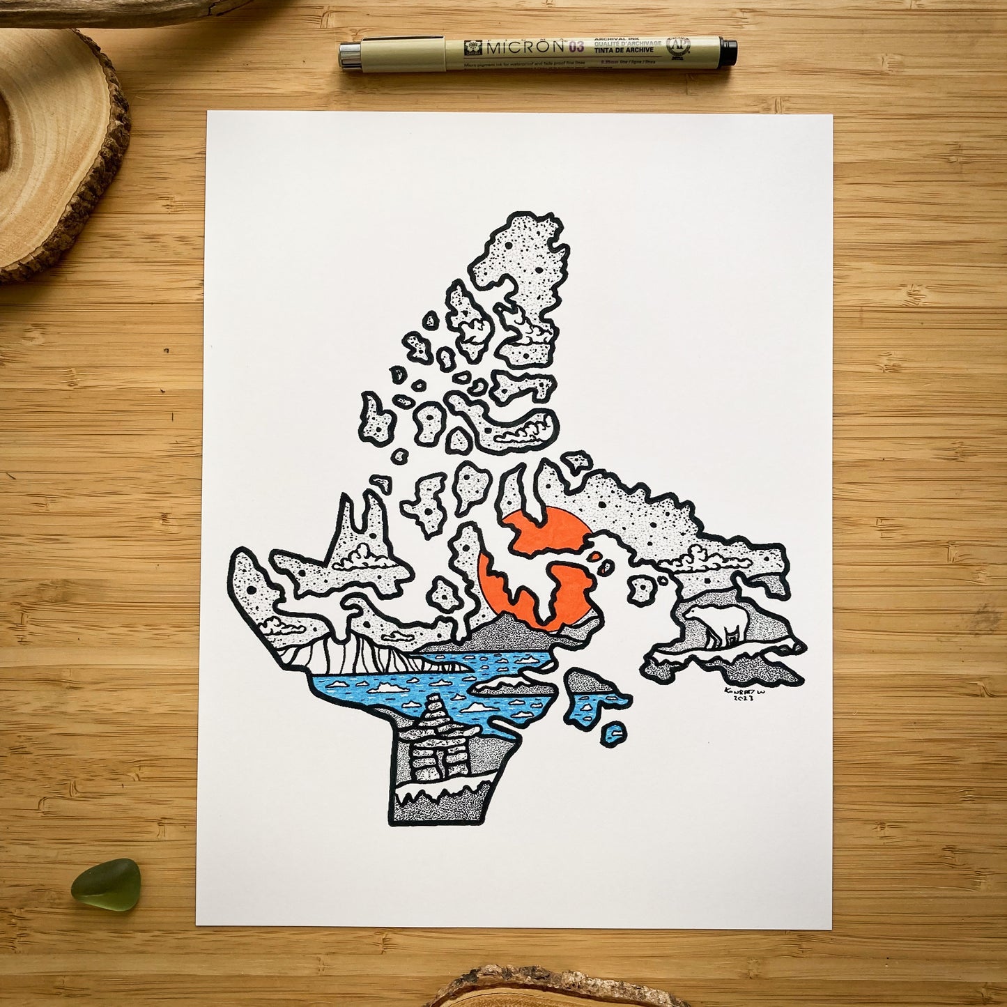 Nunavut Territory - Pen and Ink PRINT