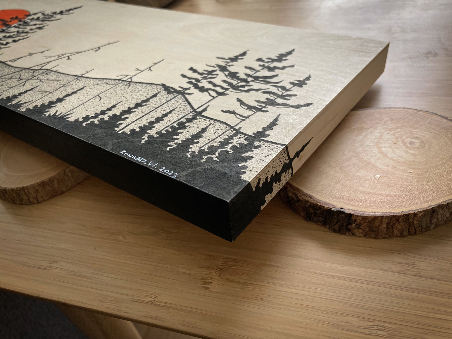 A Northern Panorama - ORIGINAL 8x24 Wood Panel Illustration