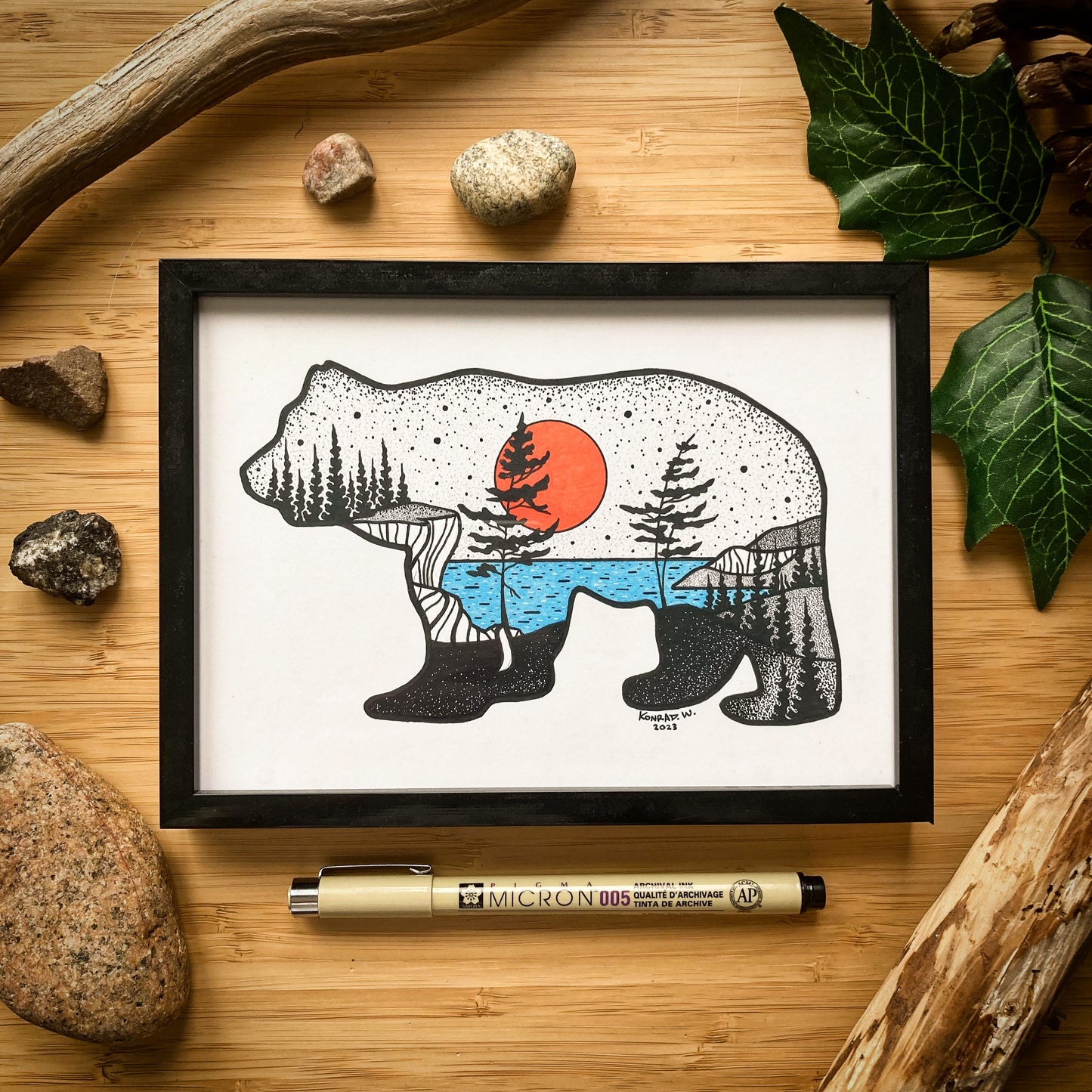 Bear Silhouette (2023 Edition) - Pen and Ink PRINT