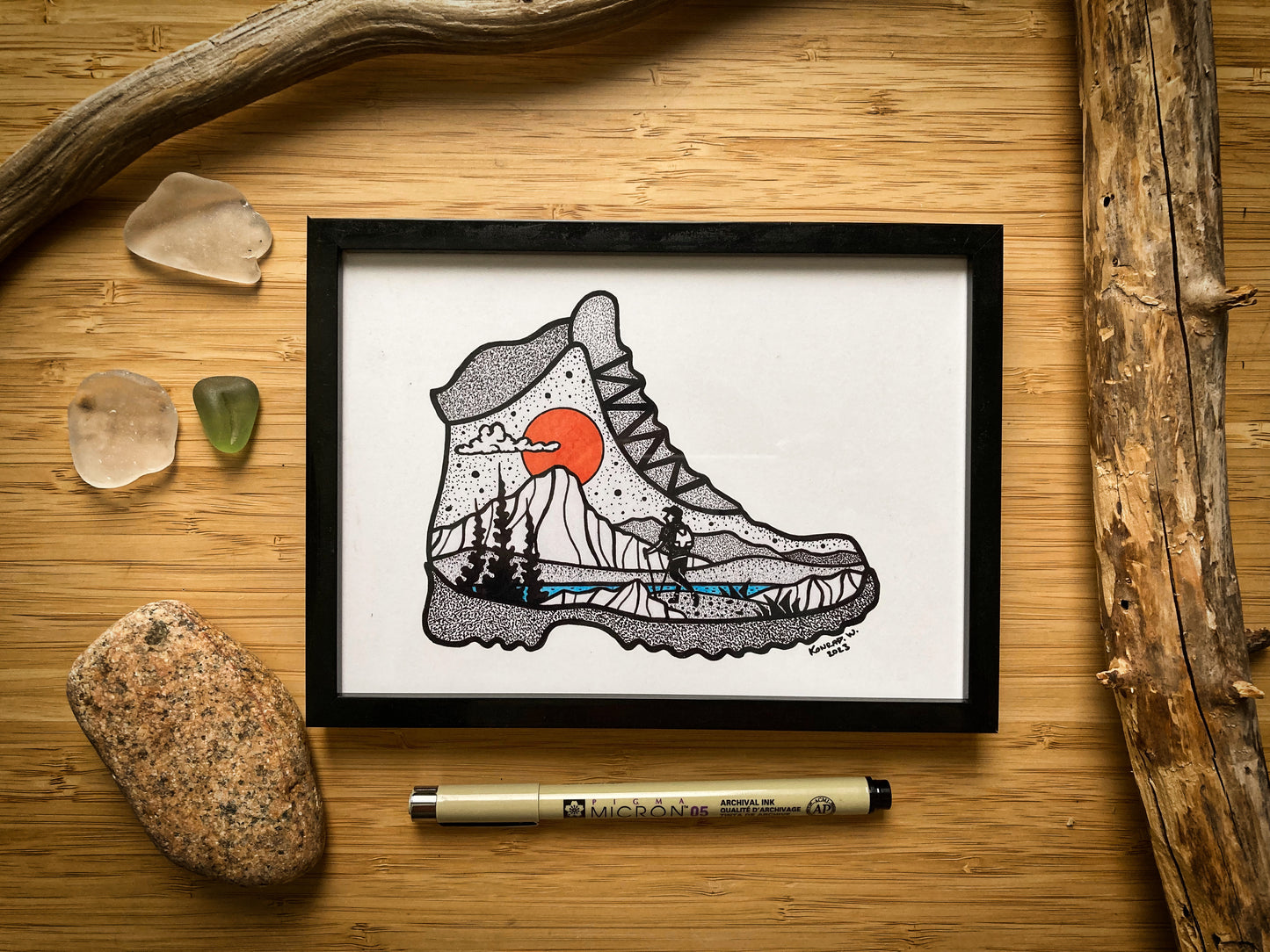 Hiking Boot (2023 Design) - Pen and Ink PRINT