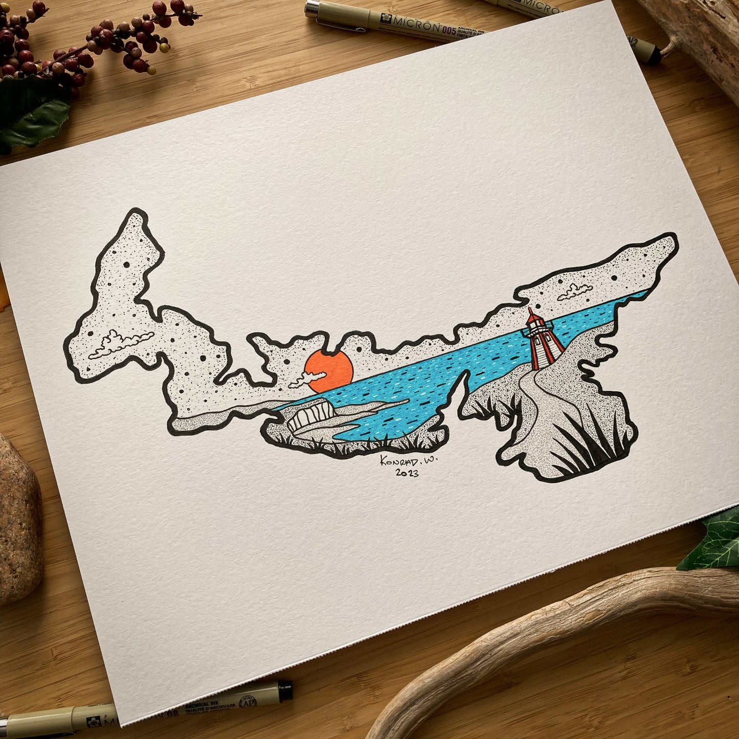 The Province of Prince Edward Island - 11x14 ORIGINAL Pen and Ink Illustration