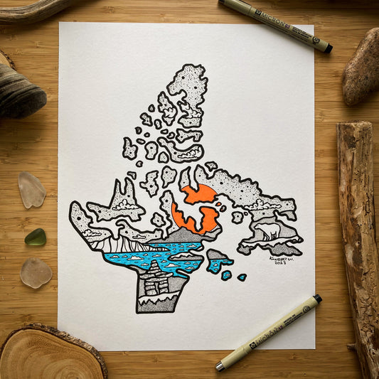 Nunavut Territory - 11x14 ORIGINAL Pen and Ink Illustration