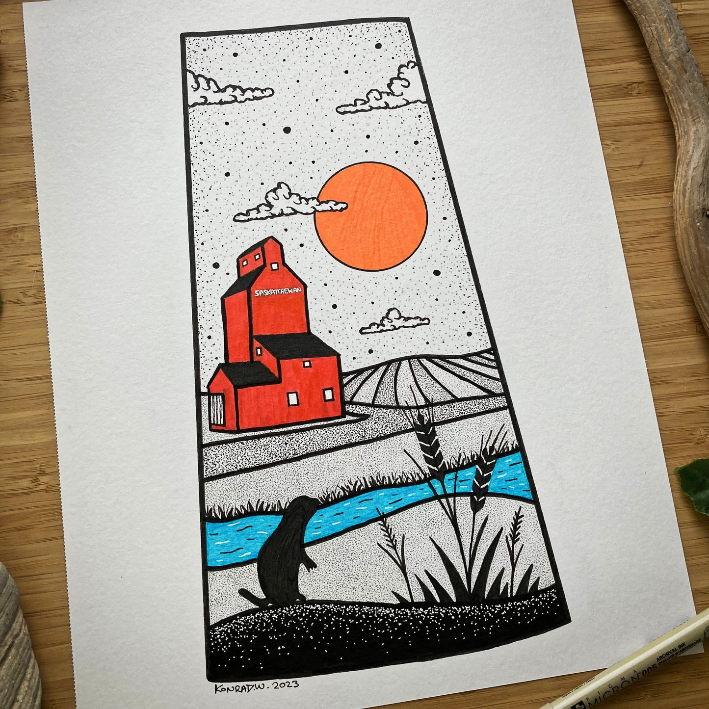 The Province of Saskatchewan - 11x14 ORIGINAL Pen and Ink Illustration