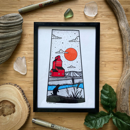 The Province of Saskatchewan - Pen and Ink PRINT