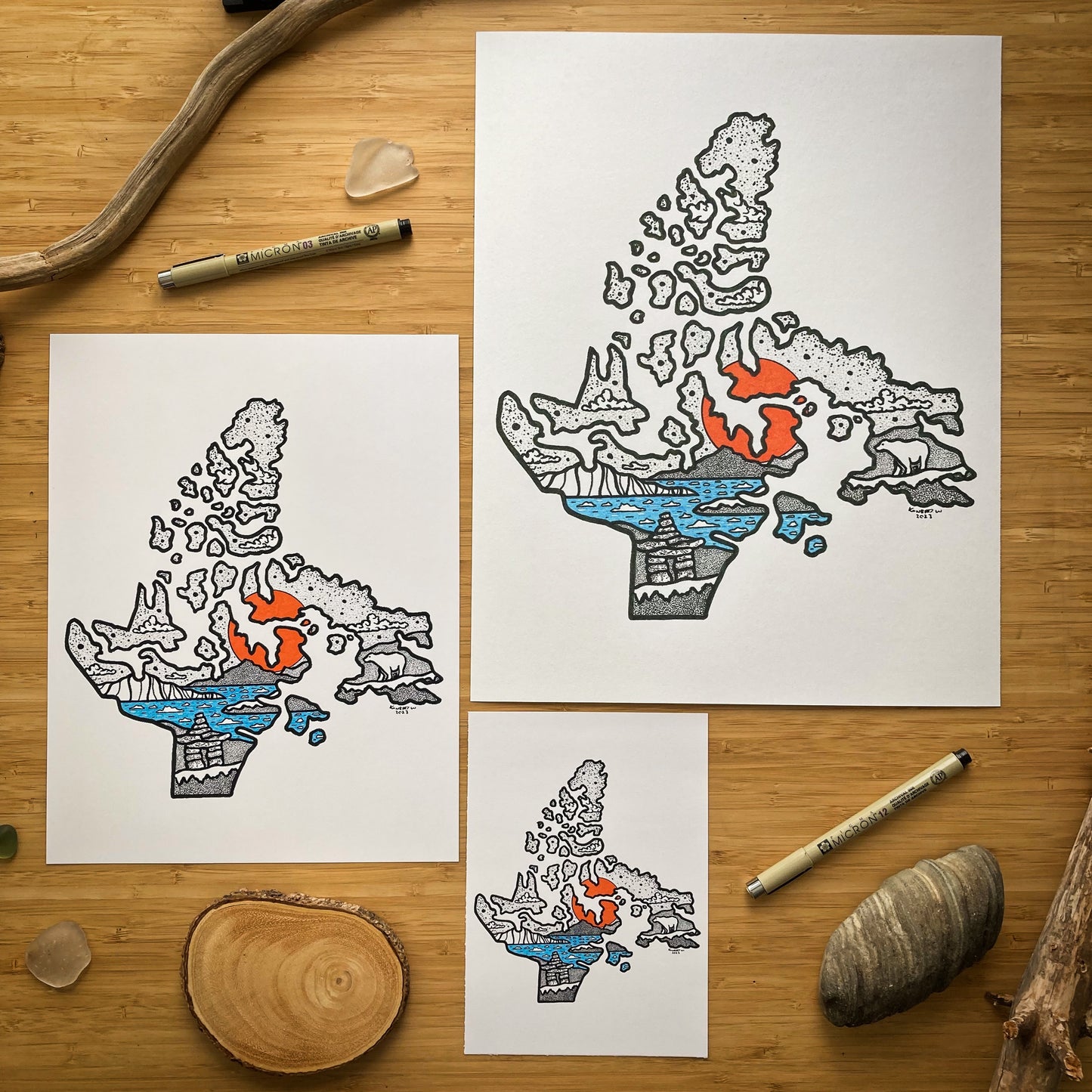 Nunavut Territory - Pen and Ink PRINT