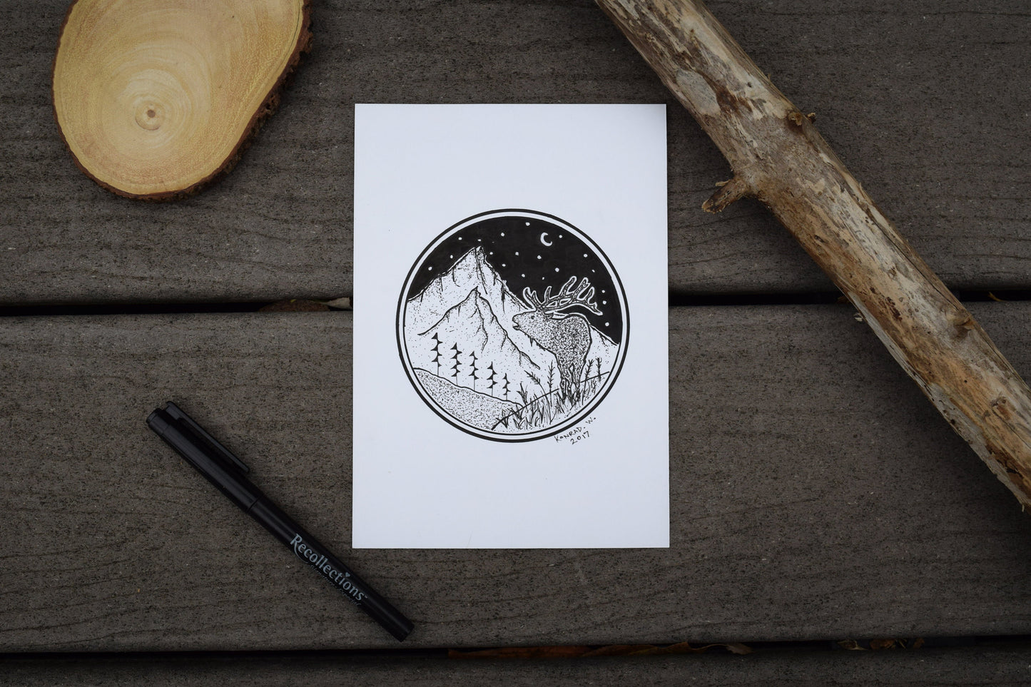 The Classic Elk - ORIGINAL Pen Illustration